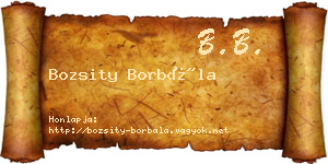 Bozsity Borbála névjegykártya